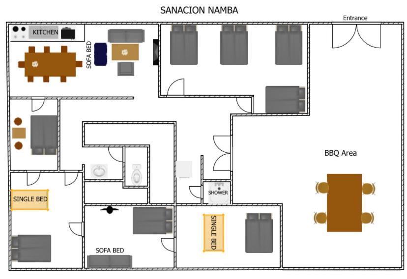 Sanacion Namba 難波千日前の5Ldk120平米 駅徒歩2分 広々バルコニーでバーベキューも可能 Apartamento Osaca Exterior foto